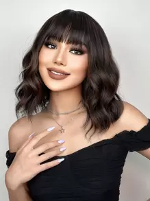 自然短卷人造假髮帶劉海 - 間色 - 查看 6