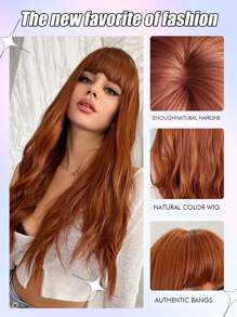 逼真的铜红棕色姜假发：外观自然、柔软且无胶 - 22 英寸。外观自然、颜色自然、柔软、逼真、喜欢它、耐热纤维发全机器角色扮演派对假发，适合时尚女性万圣节热卖