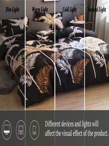 Floral Bedding Set Palm Leaf Duvet Cover Set Tropical Palm Tree Printed Twin Queen King Size  Farmhouse Bedding Set 3 Pcs Super Soft Breathable Microfiber Duvet Cover  1 Duvet Cover With Zipper 2 Pillowcases No Comforter Gifts For Women&Men - Multicolor - View 4