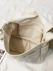 男士極簡翻蓋郵差包 - 白色 - 查看 5