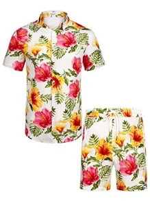 NITAGUT 男士熱帶圖案襯衫和腰部抽繩短褲 - 彩色 - 查看 1