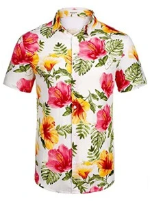 NITAGUT 男士熱帶圖案襯衫和腰部抽繩短褲 - 彩色 - 查看 3