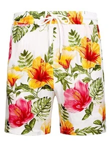 NITAGUT 男士熱帶圖案襯衫和腰部抽繩短褲 - 彩色 - 查看 5