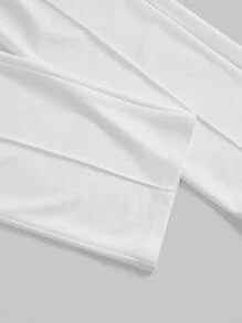 SHEIN MOD 高腰接缝细节直筒裤 - 白色 - 查看 4