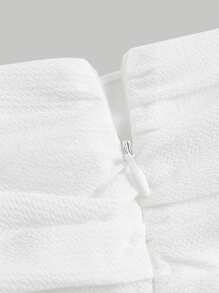 SHEIN MOD Falda fruncido bajo con fruncido - Blanco - Ver 3