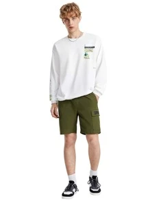 Manfinity 1pc Letter Graphic Drop Shoulder Sweatshirt - White - View 3