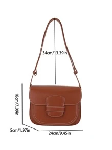 Minimalist Flap Saddle Bag - Brown - View 3