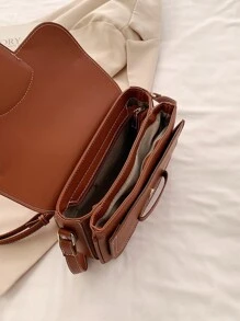 Minimalist Flap Saddle Bag - Brown - View 6