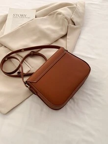 Minimalist Flap Saddle Bag - Brown - View 7