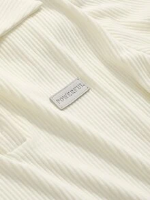 DAZY 字母貼布條紋針織Polo領T恤 - 米色 - 查看 3