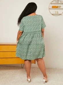 SHEIN CURVE+ Plus Ditsy Floral Print Smock Dress - Multicolor - View 5