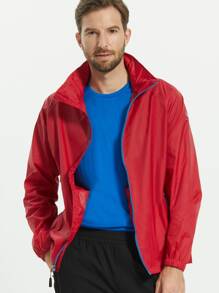 男士拉鏈開襟連帽夾克 - 紅色 - 查看 4