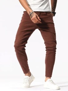 Manfinity Hombres Jeans ajustados unicolor - Óxido marrón - Ver 1