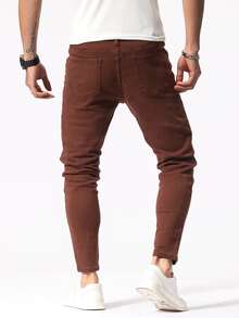 Manfinity Hombres Jeans ajustados unicolor - Óxido marrón - Ver 2