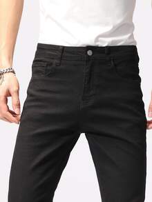 Manfinity Hombres Jeans ajustados unicolor - Negro - Ver 3