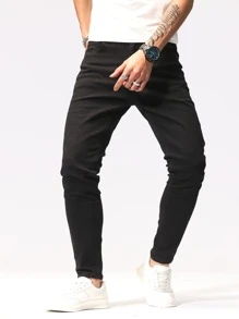 Manfinity Hombres Jeans ajustados unicolor - Negro - Ver 6