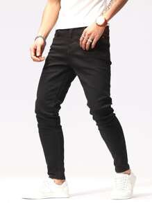 Manfinity Hombres Jeans ajustados unicolor - Negro - Ver 8