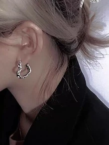 Hoa tai vòng tròn thiết kế hình trái tim Valentine, Mẹ, Mẹ, Ngày của Mẹ, Quà tặng - Bạc - Xem 2