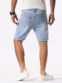 Manfinity 男士斜口袋百慕大牛仔短褲