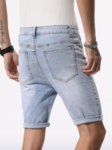 Manfinity 男士斜口袋百慕大牛仔短褲