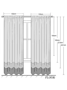 幾何刺繡單片透視窗簾 - 白色 - 查看 8