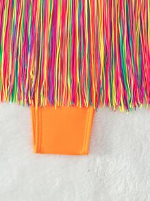 Bottom de bikini de rayas de colores bajo con fleco con cordón lateral - Multicolor - Ver 4