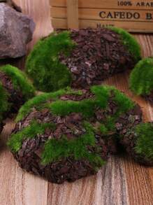 6 piezas Piedras de espuma con simulación de musgo para decoración del hogar, mejor regalo - Verde - Ver 1