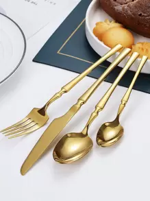 24pcs Stainless Steel Cutlery Set, Elegant Flatware Set For Party Home Kitchen Restaurant Hotel,Kitchen,Christmas Gift,School Supplies - Gold - View 5
