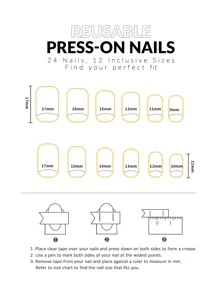 24pcs Short Square Bow-knot Decor Fake Nail & 1sheet Tape & 1pc Nail File - Multicolor - View 3