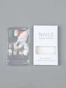 24pcs Short Square Bow-knot Decor Fake Nail & 1sheet Tape & 1pc Nail File - Multicolor - View 5