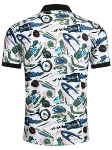 Men Allover Print Polo Shirt - Multicolor - View 2