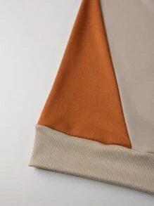 Manfinity Homme 男士撞色落肩袖運動衫 - 卡其色 - 查看 4