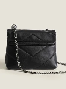 Fashionable All-Match Diamond Quilted Chain Bag For Women, Solid PU Leather Small Square Shoulder Bag Crossbody Bag (Adjustable Chain), Street & Japanese Bag For Women