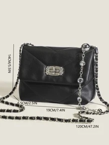 Fashionable All-Match Diamond Quilted Chain Bag For Women, Solid PU Leather Small Square Shoulder Bag Crossbody Bag (Adjustable Chain), Street & Japanese Bag For Women