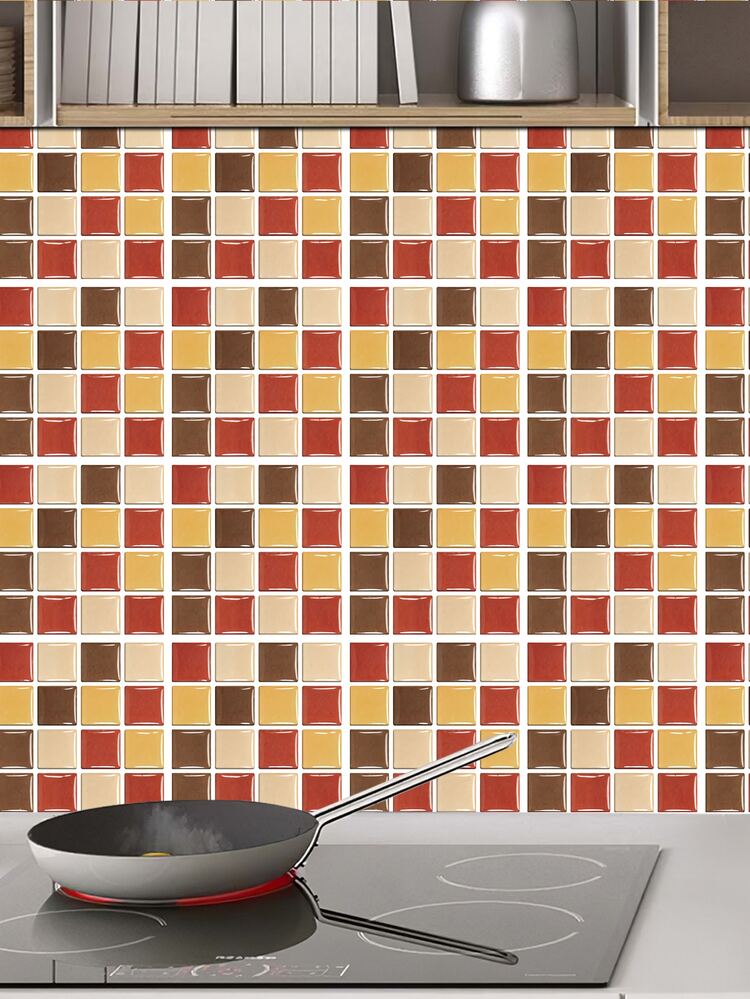 6 pezzi Adesivo da cucina mosaico motivo - Multicolore - Visualizzare 3