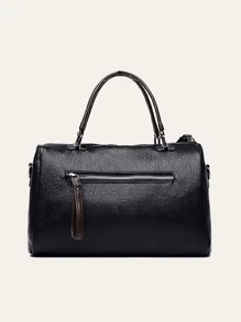 Fashionable,Minimalist,Casual,Minimalist Textured Duffel Bag For Teen Girls Women College Students,Rookies & White-Collar Workers Perfect For Office,Work ,Business,Commute Best Work Bag For Women - Black - View 5