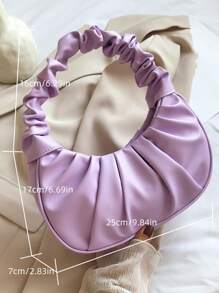 Bolso de nube nuevo y de moda, muy atractivo, bolso pequeño plisado de unicolor, bolso de hombro/axila versátil de unicolor para mujer - Morado - Ver 5