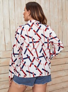 SHEIN LUNE Áo sơ mi Plus Size Hình học Tất cả trên in Giải trí - Nhiều màu - Xem 2