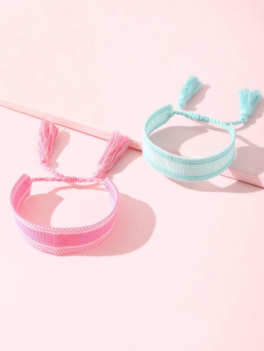 2 cái/bộ Vòng Tay Trang Trí Tua Rua - Nhiều màu - Xem 1