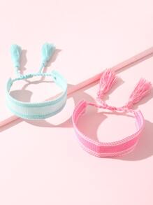 2 cái/bộ Vòng Tay Trang Trí Tua Rua - Nhiều màu - Xem 2