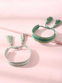2pcs/set Tassel Decor Bracelet - Multicolor - View 1
