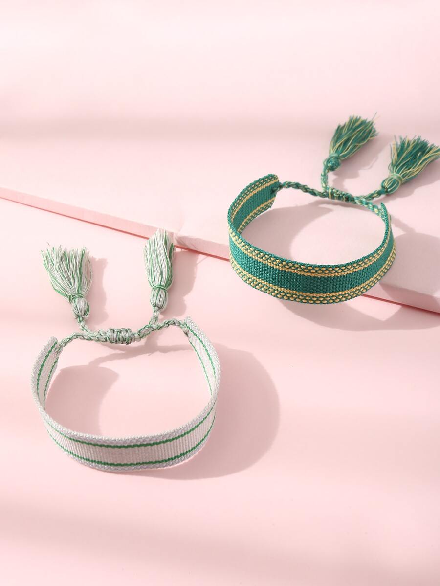 2pcs/set Tassel Decor Bracelet - Multicolor - View 1
