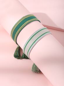 2pcs/set Tassel Decor Bracelet - Multicolor - View 4