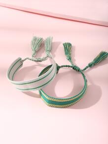 2pcs/set Tassel Decor Bracelet - Multicolor - View 2