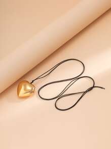 Heart Charm Layered Necklace - Yellow Gold - View 3