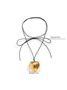 Heart Charm Layered Necklace - Yellow Gold - View 4