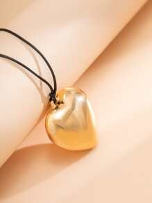 Heart Charm Layered Necklace - Yellow Gold - View 5