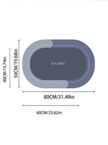 1pc Letter Graphic Bathroom Rug - Blue - View 7