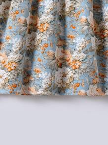 Girls Floral Print Ruffle Trim Belted Dress - Multicolor - View 4