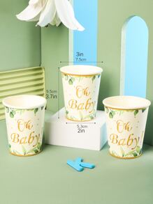 20pcs Slogan Graphic Disposable Cup - Multicolor - View 1